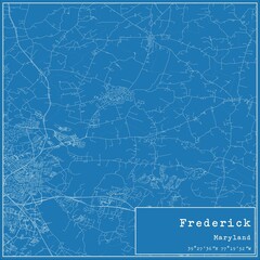 Fototapeta premium Blueprint US city map of Frederick, Maryland.