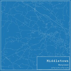 Blueprint US city map of Middletown, Maryland.