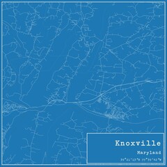 Blueprint US city map of Knoxville, Maryland.