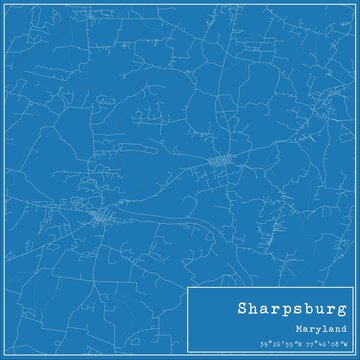 Blueprint US city map of Sharpsburg, Maryland.