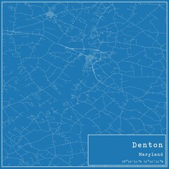 Blueprint US city map of Denton, Maryland.