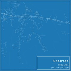 Blueprint US city map of Chester, Maryland.