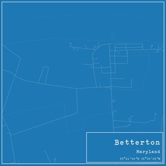 Blueprint US city map of Betterton, Maryland.