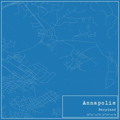 Blueprint US city map of Annapolis, Maryland.