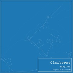 Blueprint US city map of Claiborne, Maryland.