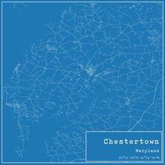 Blueprint US city map of Chestertown, Maryland.
