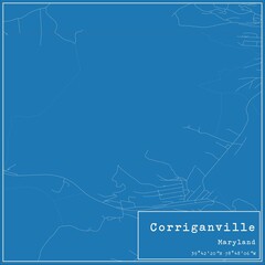 Blueprint US city map of Corriganville, Maryland.