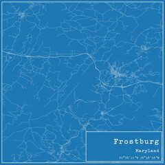 Blueprint US city map of Frostburg, Maryland.