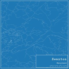 Obraz premium Blueprint US city map of Swanton, Maryland.