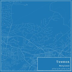 Blueprint US city map of Towson, Maryland.