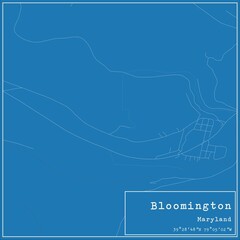 Blueprint US city map of Bloomington, Maryland.
