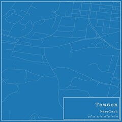 Blueprint US city map of Towson, Maryland.