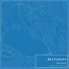Fototapeta premium Blueprint US city map of Baltimore, Maryland.