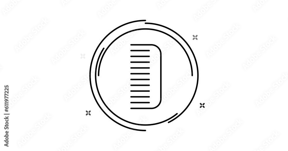 Poster comb animated outline icon on white background. comb rotation appearance 4k video animation for web,