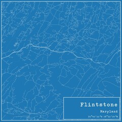 Blueprint US city map of Flintstone, Maryland.