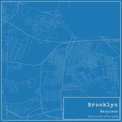 Blueprint US city map of Brooklyn, Maryland.
