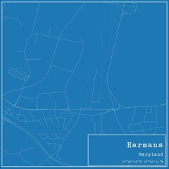 Blueprint US city map of Harmans, Maryland.