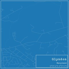 Blueprint US city map of Glyndon, Maryland.