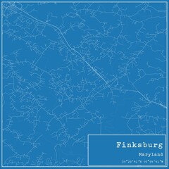 Blueprint US city map of Finksburg, Maryland.