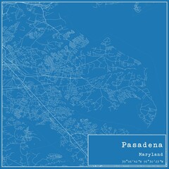Blueprint US city map of Pasadena, Maryland.