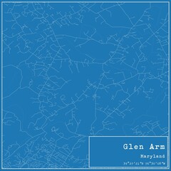 Blueprint US city map of Glen Arm, Maryland.