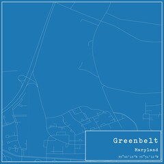 Blueprint US city map of Greenbelt, Maryland.