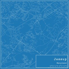 Blueprint US city map of Jessup, Maryland.