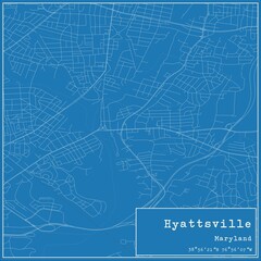Blueprint US city map of Hyattsville, Maryland.