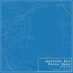 Obraz premium Blueprint US city map of Andrews Air Force Base, Maryland.