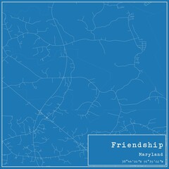 Blueprint US city map of Friendship, Maryland.