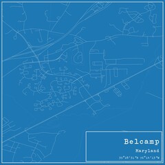 Blueprint US city map of Belcamp, Maryland.