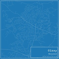 Obraz premium Blueprint US city map of Olney, Maryland.