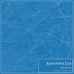 Blueprint US city map of Hyattsville, Maryland.