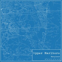 Fototapeta premium Blueprint US city map of Upper Marlboro, Maryland.
