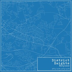 Blueprint US city map of District Heights, Maryland.