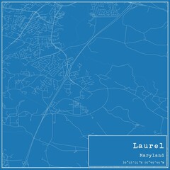 Fototapeta premium Blueprint US city map of Laurel, Maryland.
