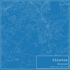 Blueprint US city map of Clinton, Maryland.