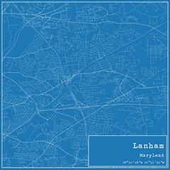 Fototapeta premium Blueprint US city map of Lanham, Maryland.