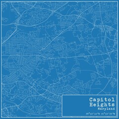 Blueprint US city map of Capitol Heights, Maryland.