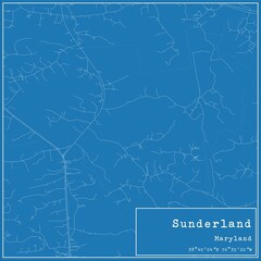 Blueprint US city map of Sunderland, Maryland. - obrazy, fototapety, plakaty