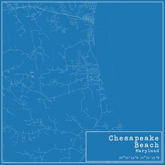 Blueprint US city map of Chesapeake Beach, Maryland.