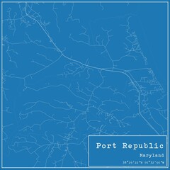 Blueprint US city map of Port Republic, Maryland.