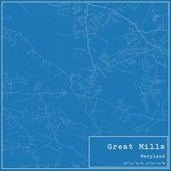 Blueprint US city map of Great Mills, Maryland.