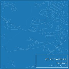 Fototapeta premium Blueprint US city map of Cheltenham, Maryland.