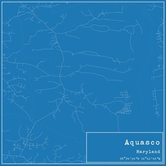 Blueprint US city map of Aquasco, Maryland.