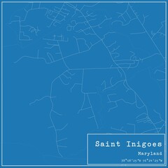 Blueprint US city map of Saint Inigoes, Maryland.