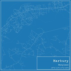 Blueprint US city map of Marbury, Maryland.