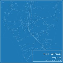 Blueprint US city map of Bel Alton, Maryland.