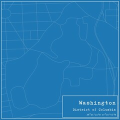 Blueprint US city map of Washington, District of Columbia.