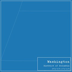 Blueprint US city map of Washington, District of Columbia.